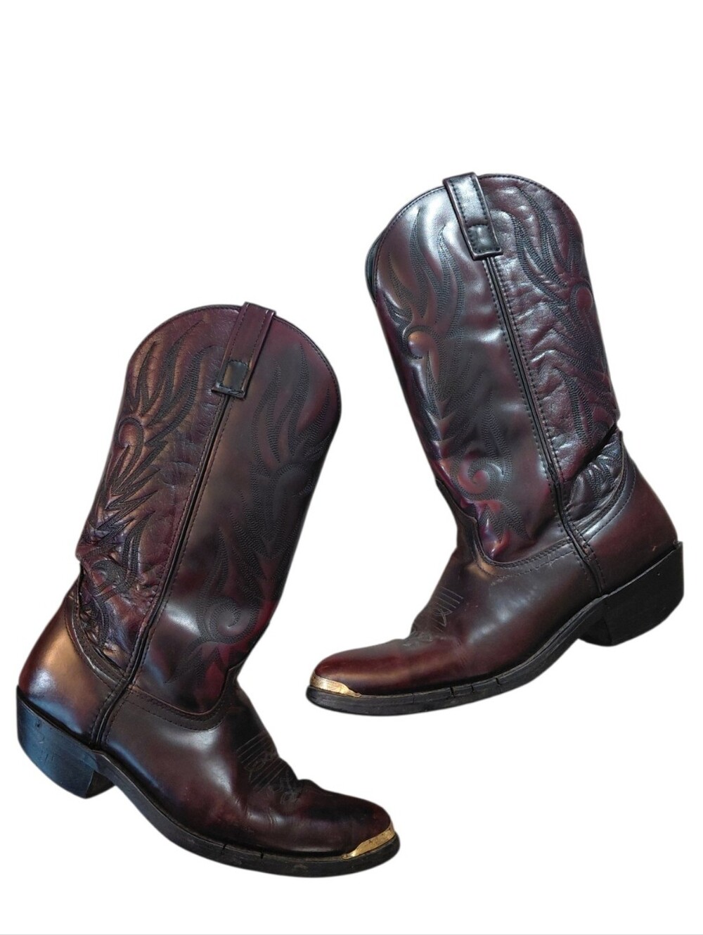 Vintage Laredo Black Cherry Leather Cowboy Boots Men's Size 9.5 Western Boots